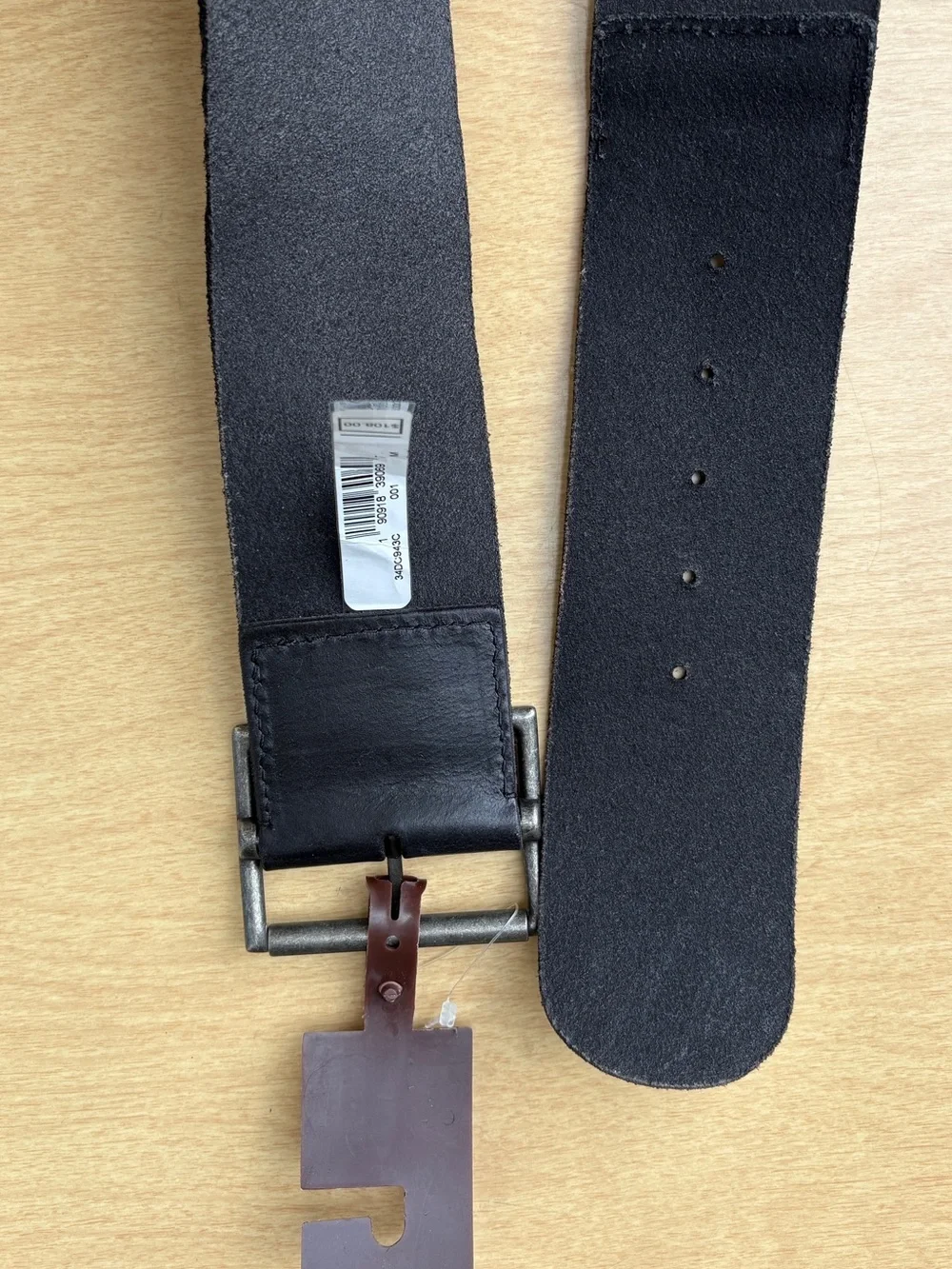 Frye Black Suede & Smooth Leather Wide Panel Waist Belt NWT Size M 34DO943C